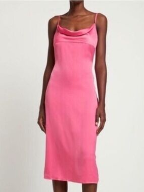 NWT Weworewhat  Hot Pink Slip Dress with Cowl Neck